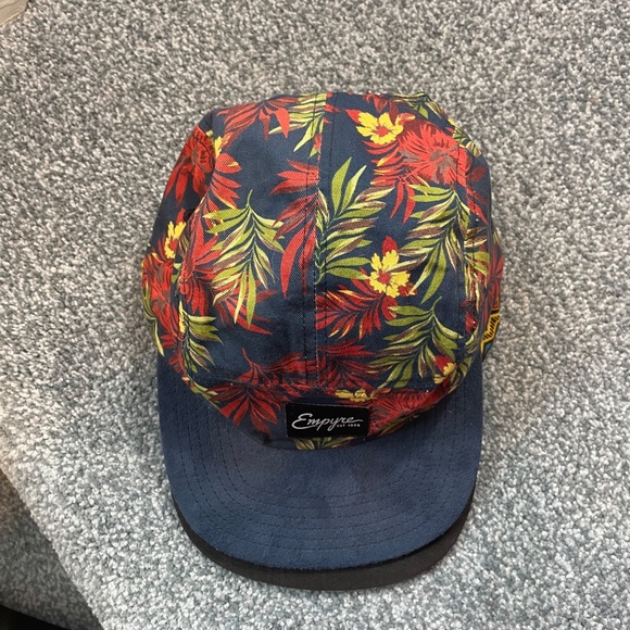 Empyre 5-Panel Floral Hat, Blue Suede Brim, Fully Adjustable - Picture 2 of 5